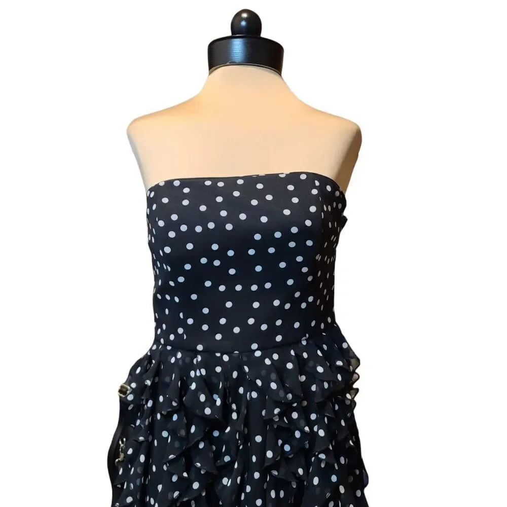 WHBM Strapless Polka Dot Ruffle Dress Size 4